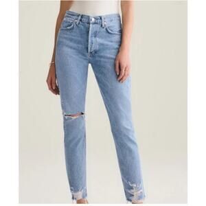 AGolde Feel Good Jamie Distressed Button Fly Ladies Jeans Size 26